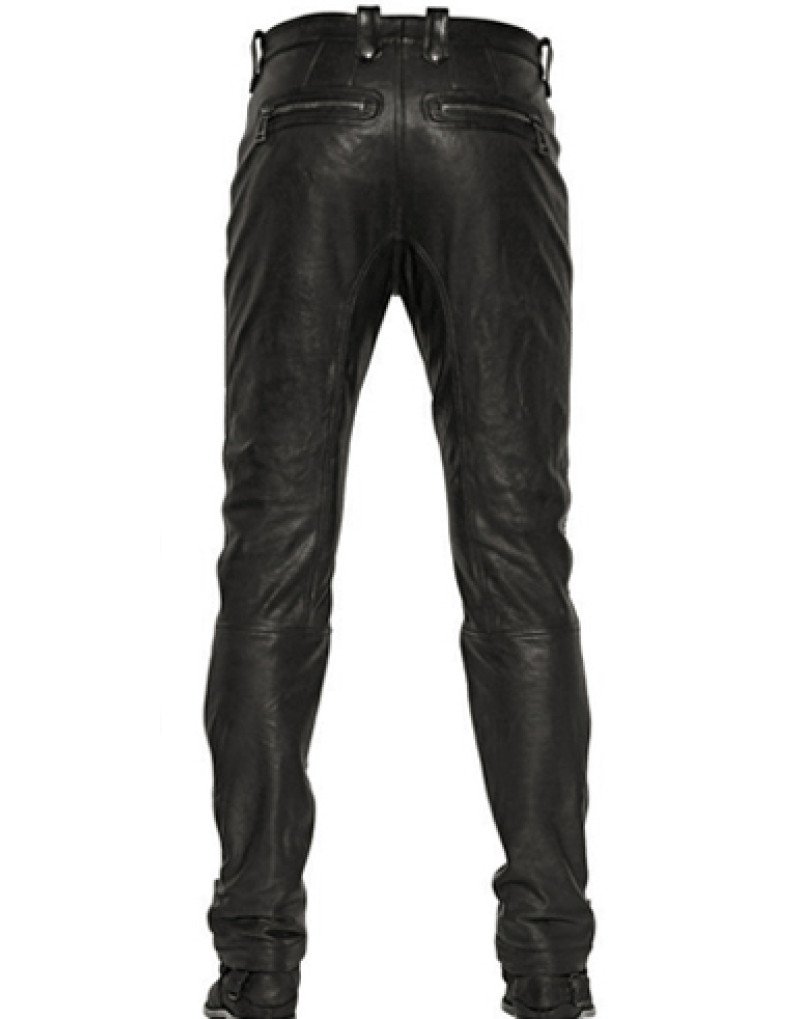 Genuine Sheep Leather Casual Trouser For Men in Black Color PT14